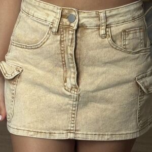 Stylish Tan Denim Mini Skirt
